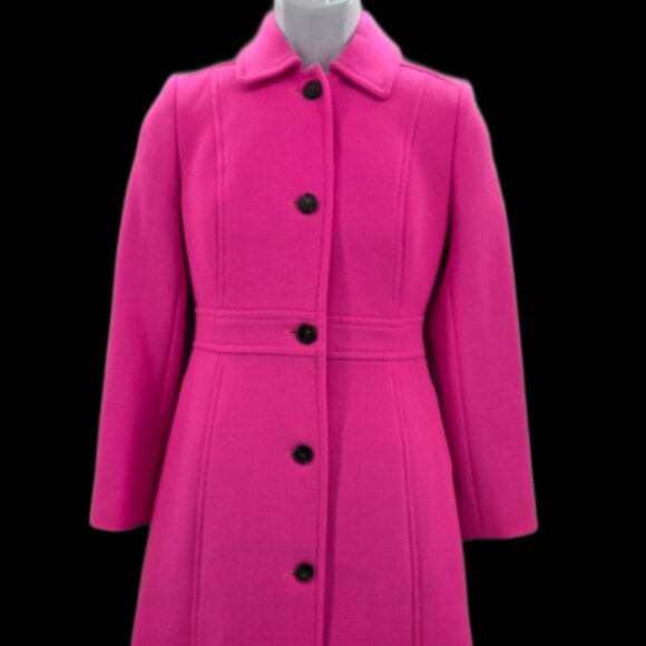 J.Crew Italian DoubleCloth Wool Lady Day Coat Thinsulate Fuchsia Pink Size 00 - Picture 1 of 14